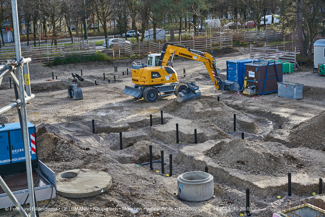 14.01.2023 - Baustelle an der Quiddestraße Haus für Kinder in Neuperlach